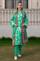UAE-3 Piece Printed Cross Hatch Suit with Lawn Dupatta