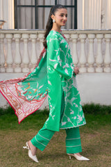 UAE-3 Piece Printed Cross Hatch Suit with Lawn Dupatta
