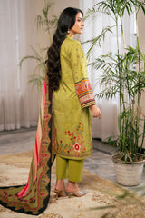 UAE-3 Piece Printed Cross Hatch Suit with Lawn Dupatta