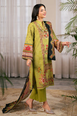 UAE-3 Piece Printed Cross Hatch Suit with Lawn Dupatta
