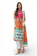 UAE-3 Piece Printed Cross Hatch Suit with Lawn Dupatta CH-62020