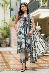 UAE-3 Piece Printed Cross Hatch Suit with Lawn Dupatta CH-62018