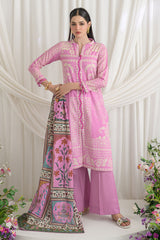 UAE-3 Piece Printed Dobby Suit with Printed Lawn Dupatta and Dyed Trouser DB-62001