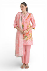 UAE-3 Piece Printed Dobby Suit with Printed Lawn Dupatta and Dyed Trouser DB-62004