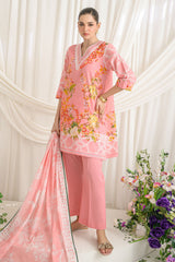 UAE-3 Piece Printed Dobby Suit with Printed Lawn Dupatta and Dyed Trouser DB-62004