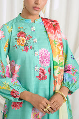 UAE-3 Piece Printed Dobby Suit with Printed Lawn Dupatta and Dyed Trouser DB-62005