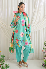 UAE-3 Piece Printed Dobby Suit with Printed Lawn Dupatta and Dyed Trouser DB-62005