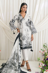 UAE-3 Piece Printed Dobby Suit with Printed Lawn Dupatta and Dyed Trouser DB-62006