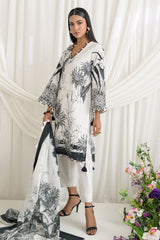 UAE-3 Piece Printed Dobby Suit with Printed Lawn Dupatta and Dyed Trouser DB-62006