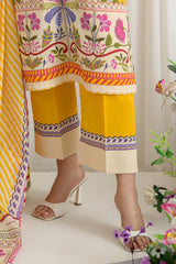 UAE-3 Piece Printed Dobby Suit with Printed Lawn Dupatta and Dyed Trouser DB-62002