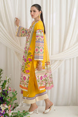 UAE-3 Piece Printed Dobby Suit with Printed Lawn Dupatta and Dyed Trouser DB-62002