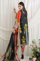 UAE-3 Piece Printed Dobby Suit with Printed Lawn Dupatta and Dyed Trouser DB-62003