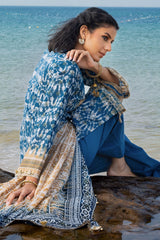 UAE-3 Piece Lacquer Printed Lawn Suit with Lacquer Printed Lawn Dupatta and Dyed Trouser