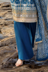 UAE-3 Piece Lacquer Printed Lawn Suit with Lacquer Printed Lawn Dupatta and Dyed Trouser