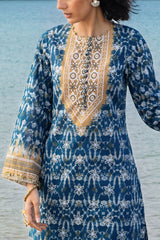 UAE-3 Piece Lacquer Printed Lawn Suit with Lacquer Printed Lawn Dupatta and Dyed Trouser