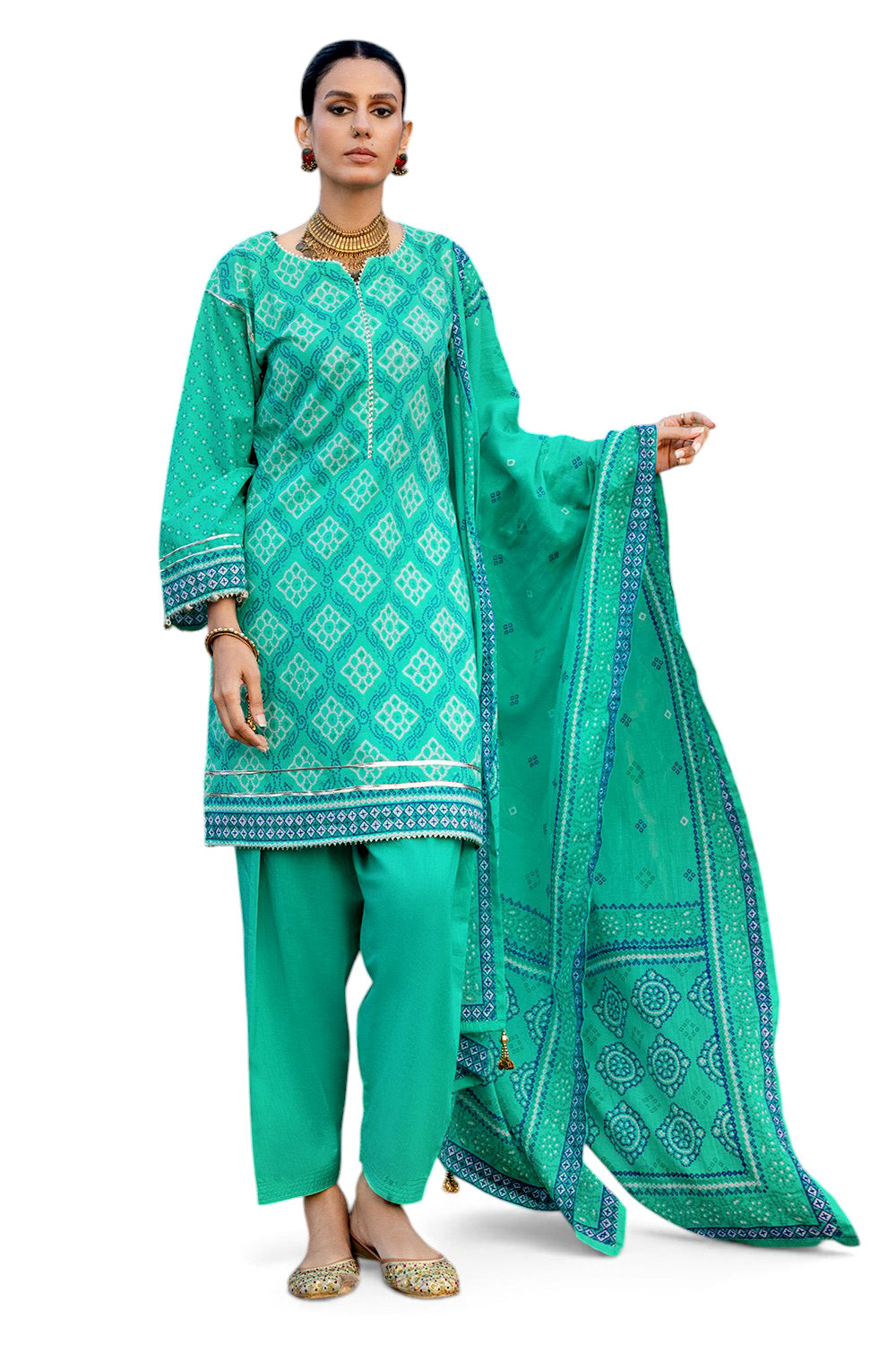 UAE-3 Piece Printed Lawn Suit