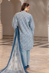 UAE-3 Piece Printed Lawn Suit and Dyed Trouser