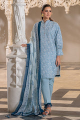 UAE-3 Piece Printed Lawn Suit and Dyed Trouser
