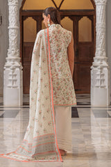 UAE-3 Piece Printed Lawn Suit and Dyed Trouser
