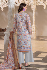 UAE-3 Piece Printed Lawn Suit and Dyed Trouser