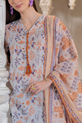 UAE-3 Piece Printed Lawn Suit and Dyed Trouser