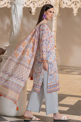 UAE-3 Piece Printed Lawn Suit and Dyed Trouser