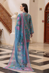 UAE-3 Piece Printed Lawn Suit and Dyed Trouser