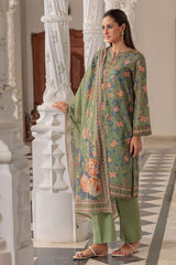 UAE-3 Piece Printed Lawn Suit and Dyed Trouser