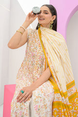 UAE-3 Piece Printed Lawn Suit and Dyed Trouser  CL-62291 A