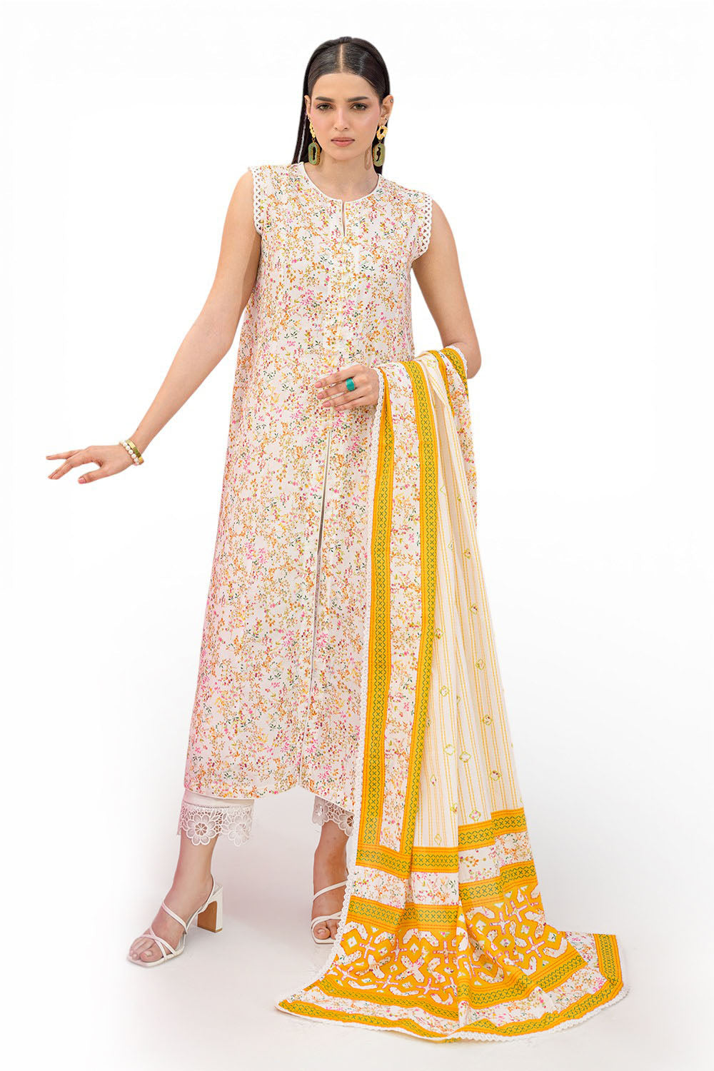UAE-3 Piece Printed Lawn Suit and Dyed Trouser  CL-62291 A
