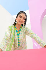 UAE-3 Piece Printed Lawn Suit and Dyed Trouser  CL-62291 B