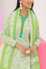 UAE-3 Piece Printed Lawn Suit and Dyed Trouser  CL-62291 B