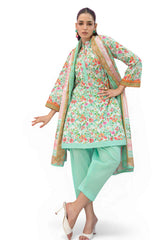 UAE-3 Piece Printed Lawn Suit and Dyed Trouser  CL-62292 A