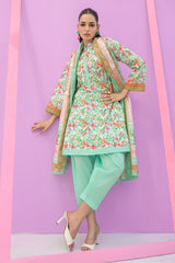 UAE-3 Piece Printed Lawn Suit and Dyed Trouser  CL-62292 A