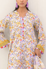UAE-3 Piece Printed Lawn Suit and Dyed Trouser  CL-62292 B