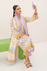 UAE-3 Piece Printed Lawn Suit and Dyed Trouser  CL-62292 B