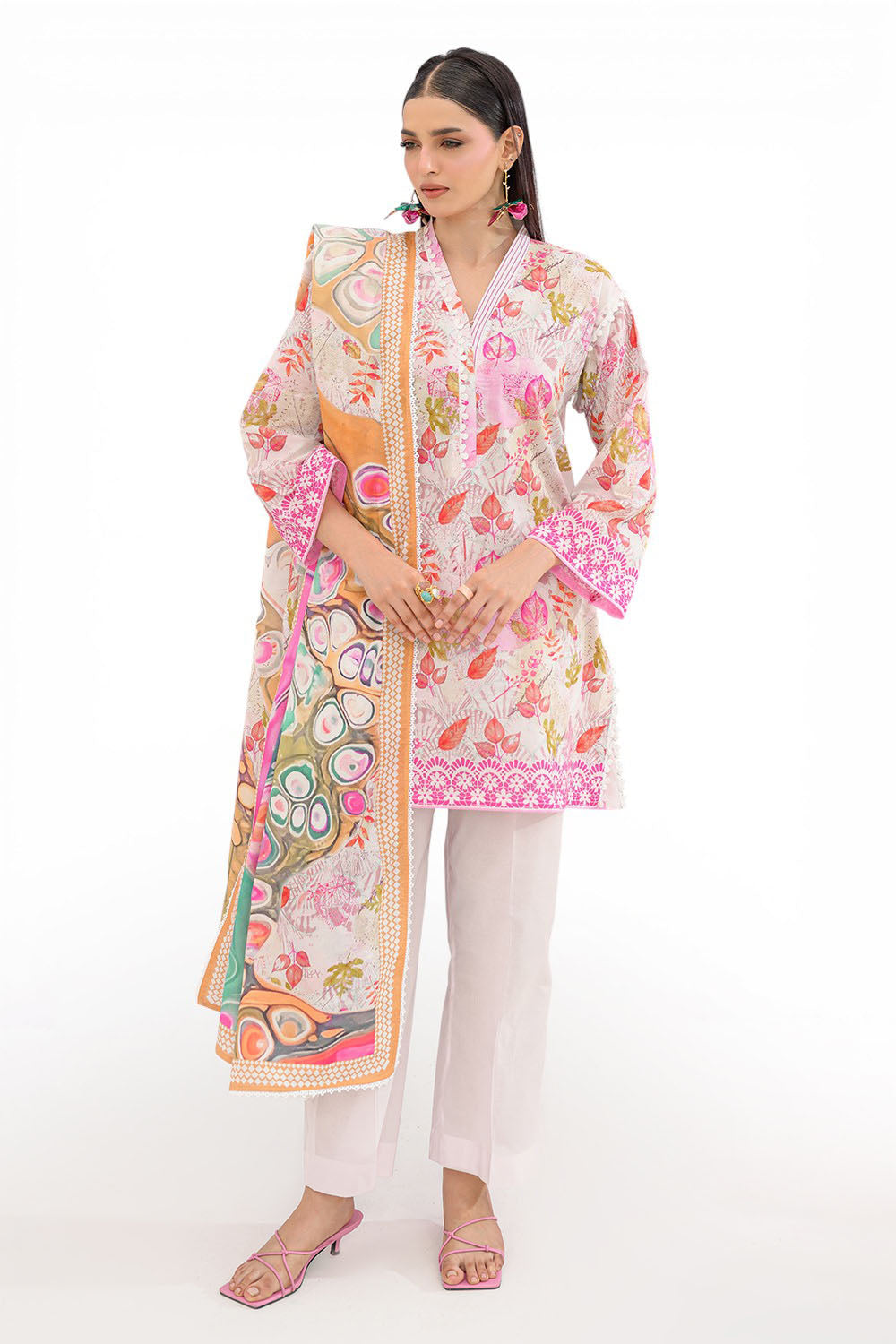 UAE-3 Piece Printed Lawn Suit and Dyed Trouser  CL-62293 A