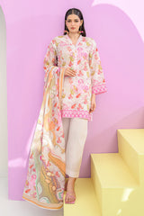 UAE-3 Piece Printed Lawn Suit and Dyed Trouser  CL-62293 A