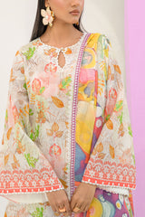 UAE-3 Piece Printed Lawn Suit and Dyed Trouser  CL-62293 B