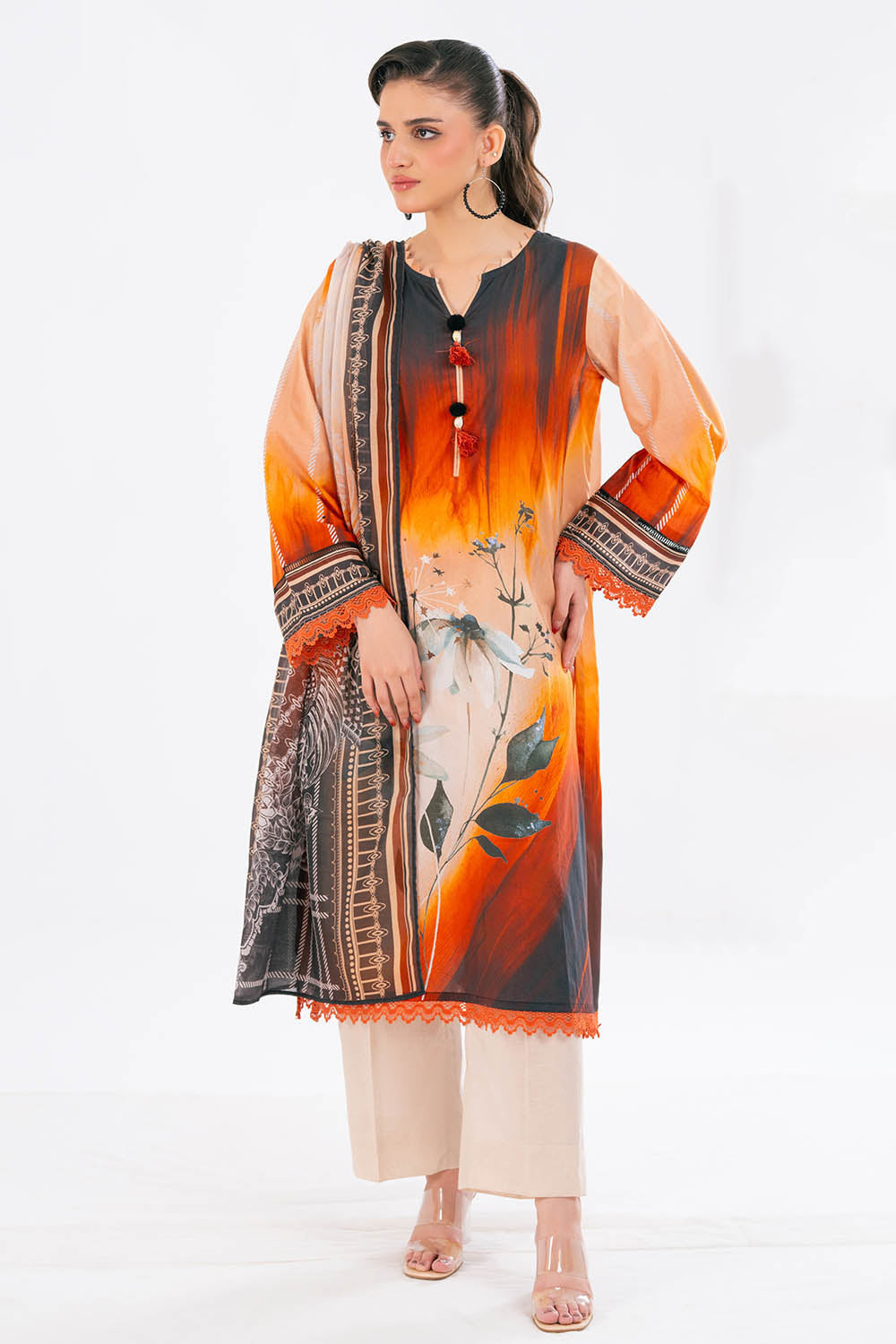 UAE-3 Piece Printed Lawn Suit