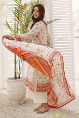 UAE-3 Piece Printed Lawn Suit with Printed Lawn Dupatta