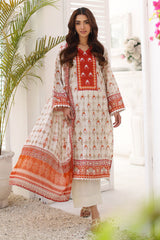UAE-3 Piece Printed Lawn Suit with Printed Lawn Dupatta