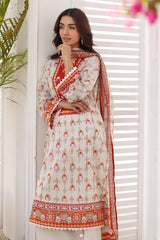 UAE-3 Piece Printed Lawn Suit with Printed Lawn Dupatta