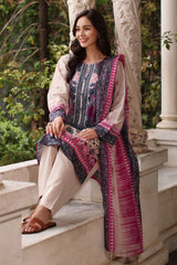 UAE-3 Piece Printed Lawn Suit with Printed Lawn Dupatta