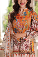 UAE-3 Piece Printed Lawn Suit with Printed Lawn Dupatta