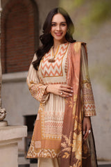 UAE-3 Piece Printed Lawn Suit with Printed Lawn Dupatta