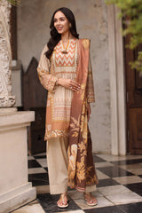 UAE-3 Piece Printed Lawn Suit with Printed Lawn Dupatta