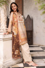 UAE-3 Piece Printed Lawn Suit with Printed Lawn Dupatta