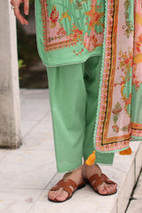 UAE-3 Piece Printed Lawn Suit with Printed Lawn Dupatta