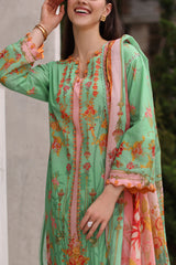 UAE-3 Piece Printed Lawn Suit with Printed Lawn Dupatta